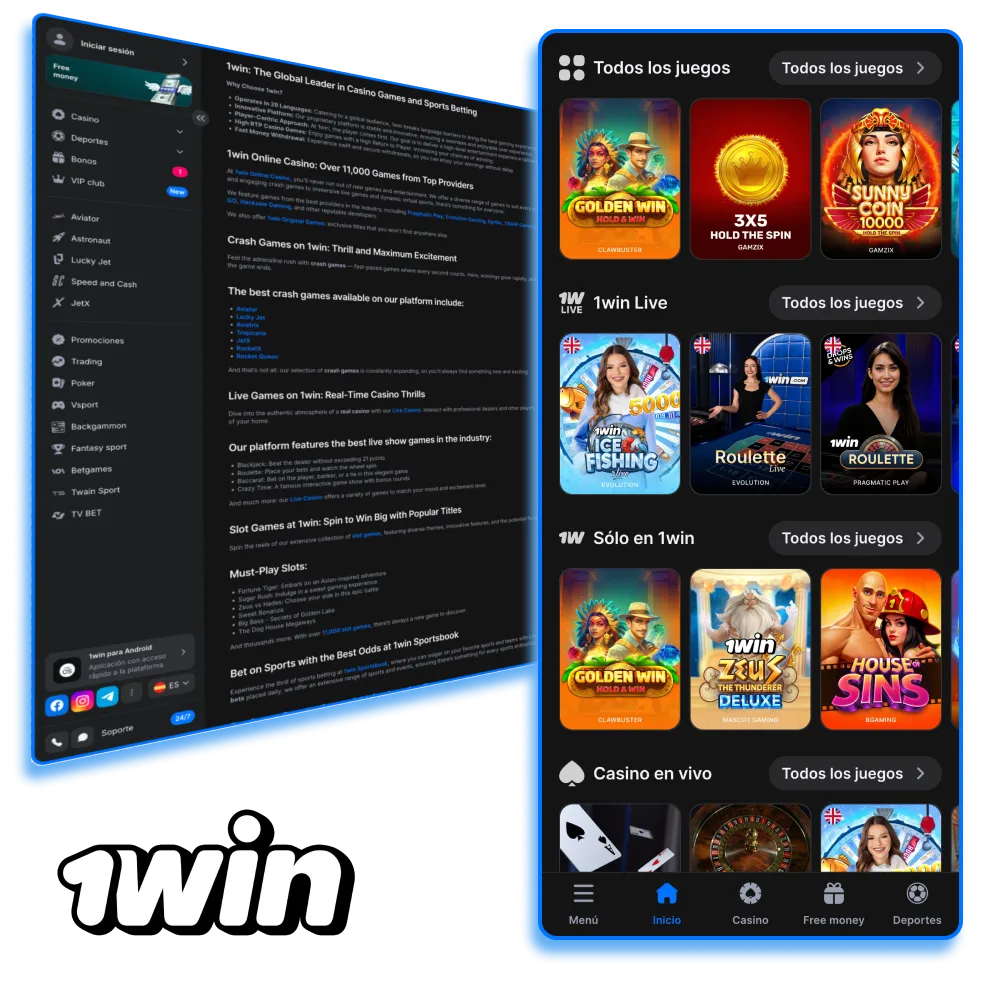 1win Argentina con apuestas y casino en vivo.