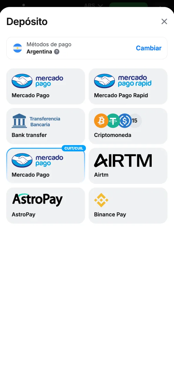 Deposita saldo en tu cuenta 1win.