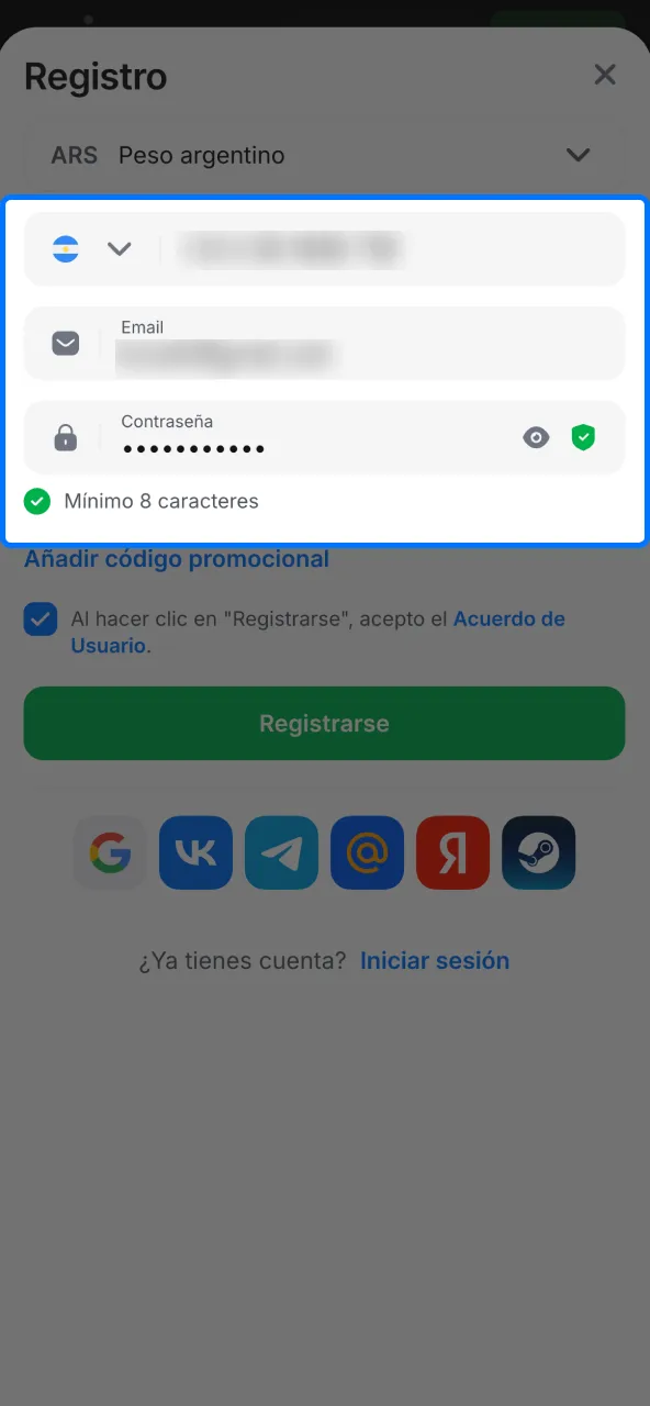 Datos personales para 1win Argentina.