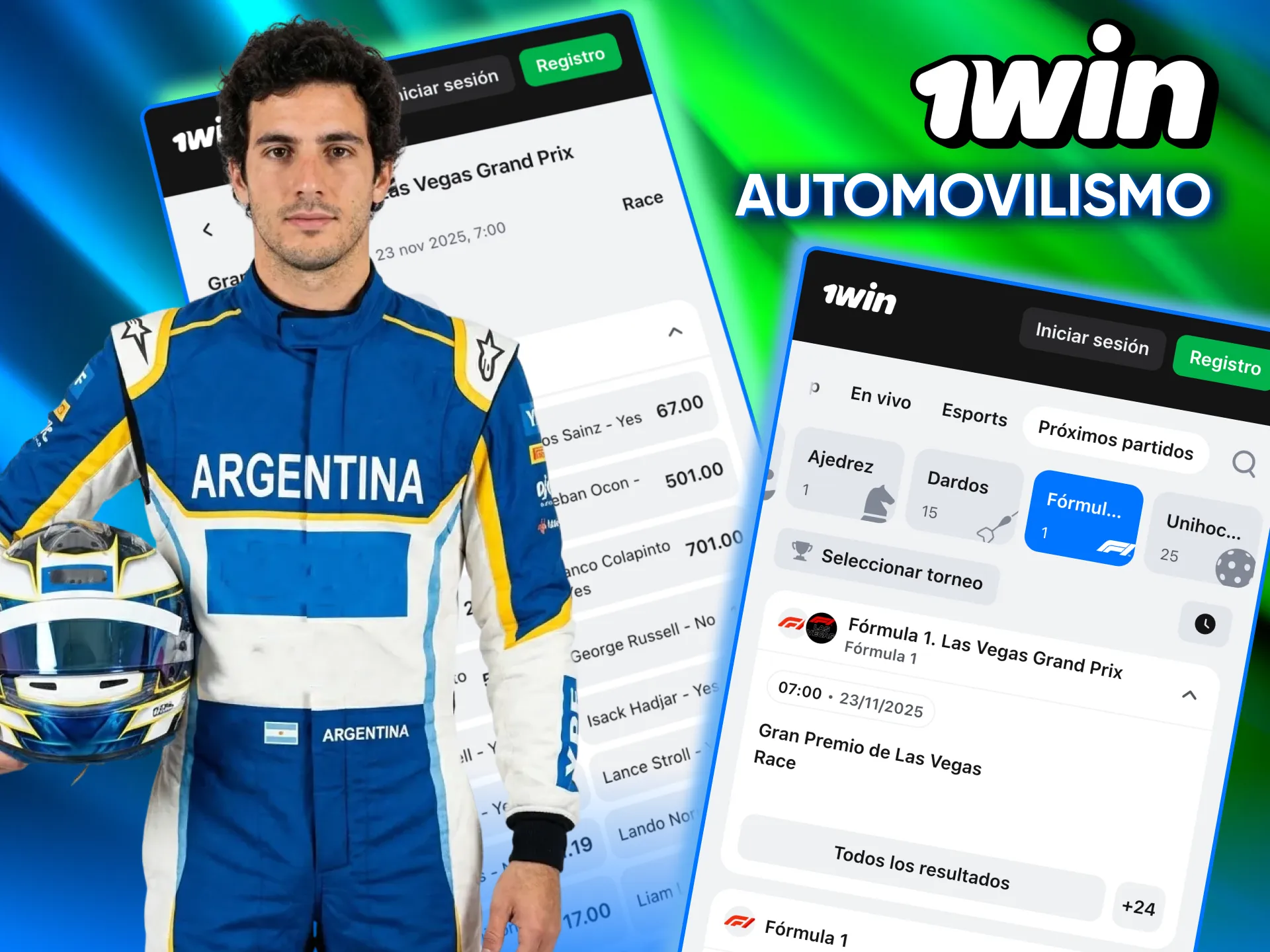 Clasificaciones en directo y resultados de automovilismo en 1win.