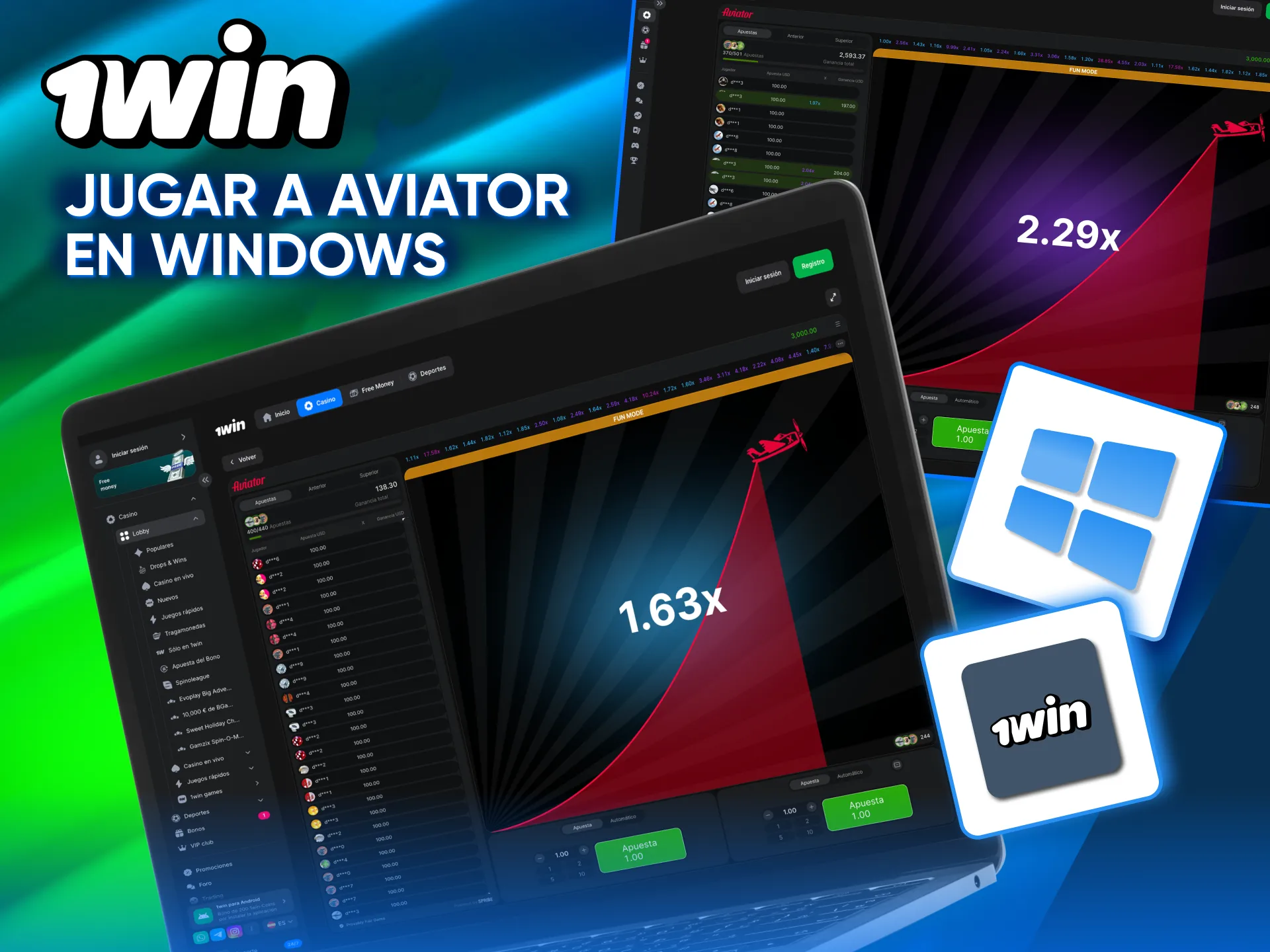Experiencia optimizada de Aviator en 1win gracias a la aplicación para Windows.