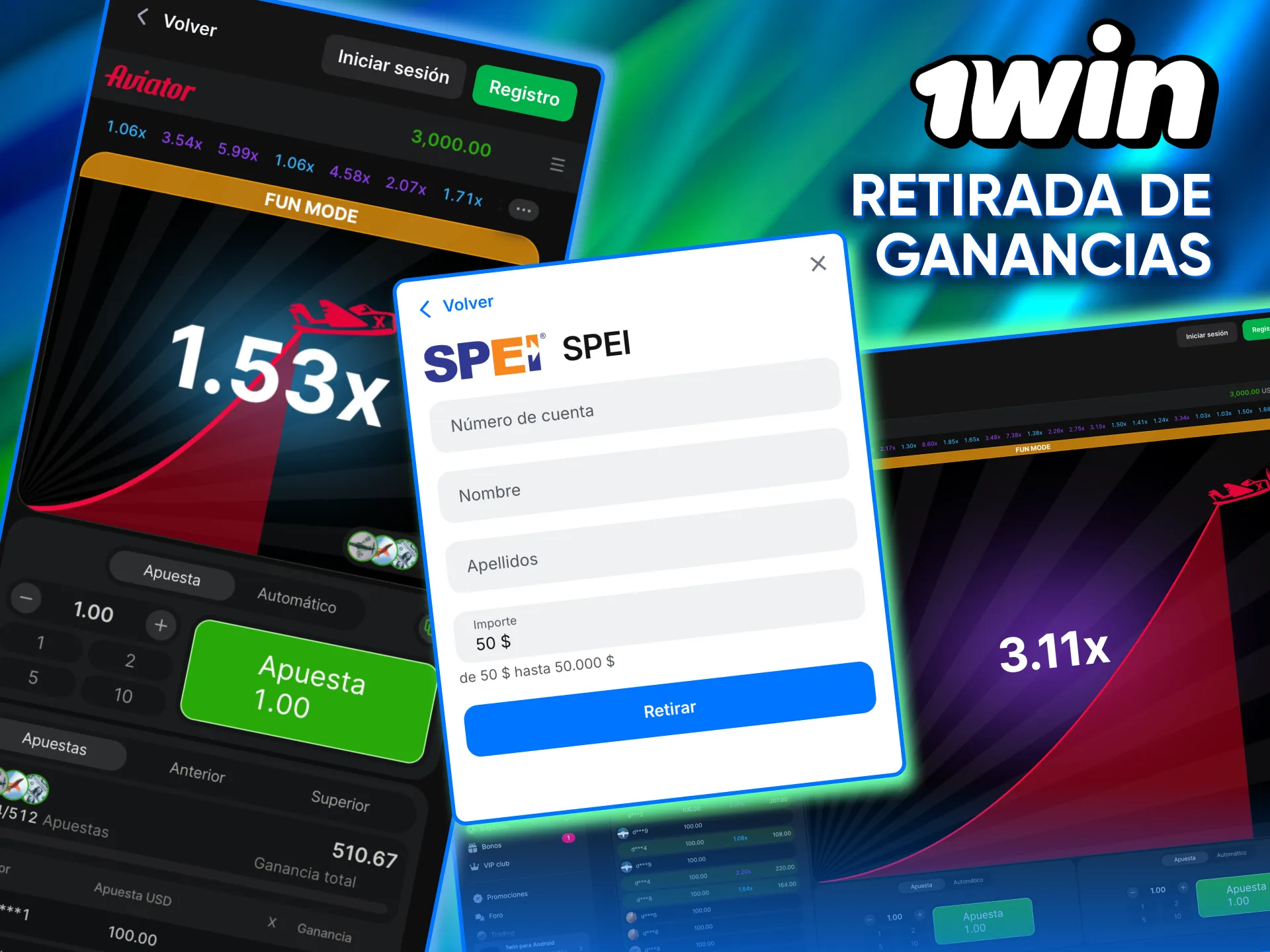 Proceso seguro de retiro de ganancias en Aviator dentro de la plataforma 1win.