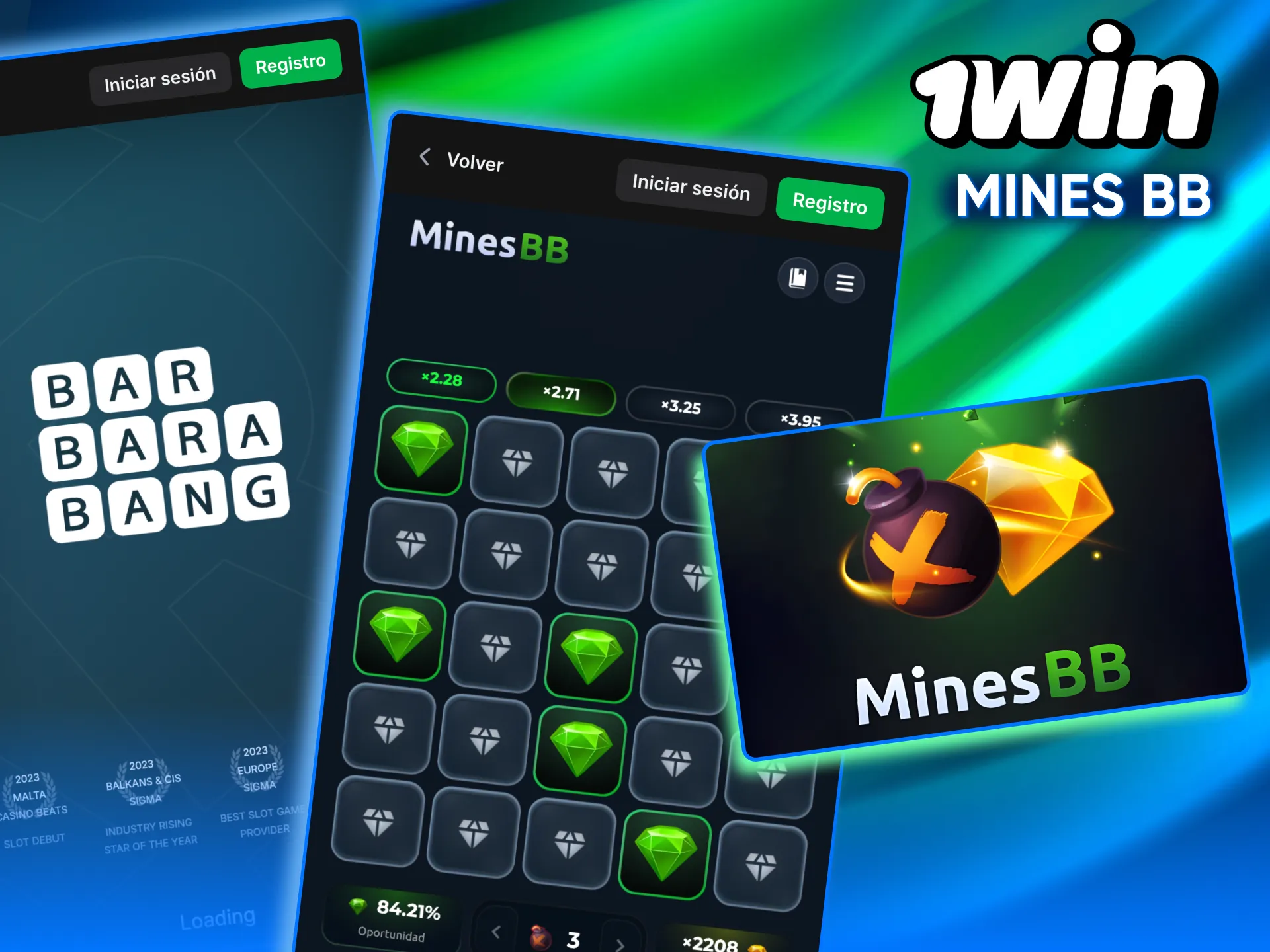 Mines BB de Barbara Bang disponible en la app 1win.