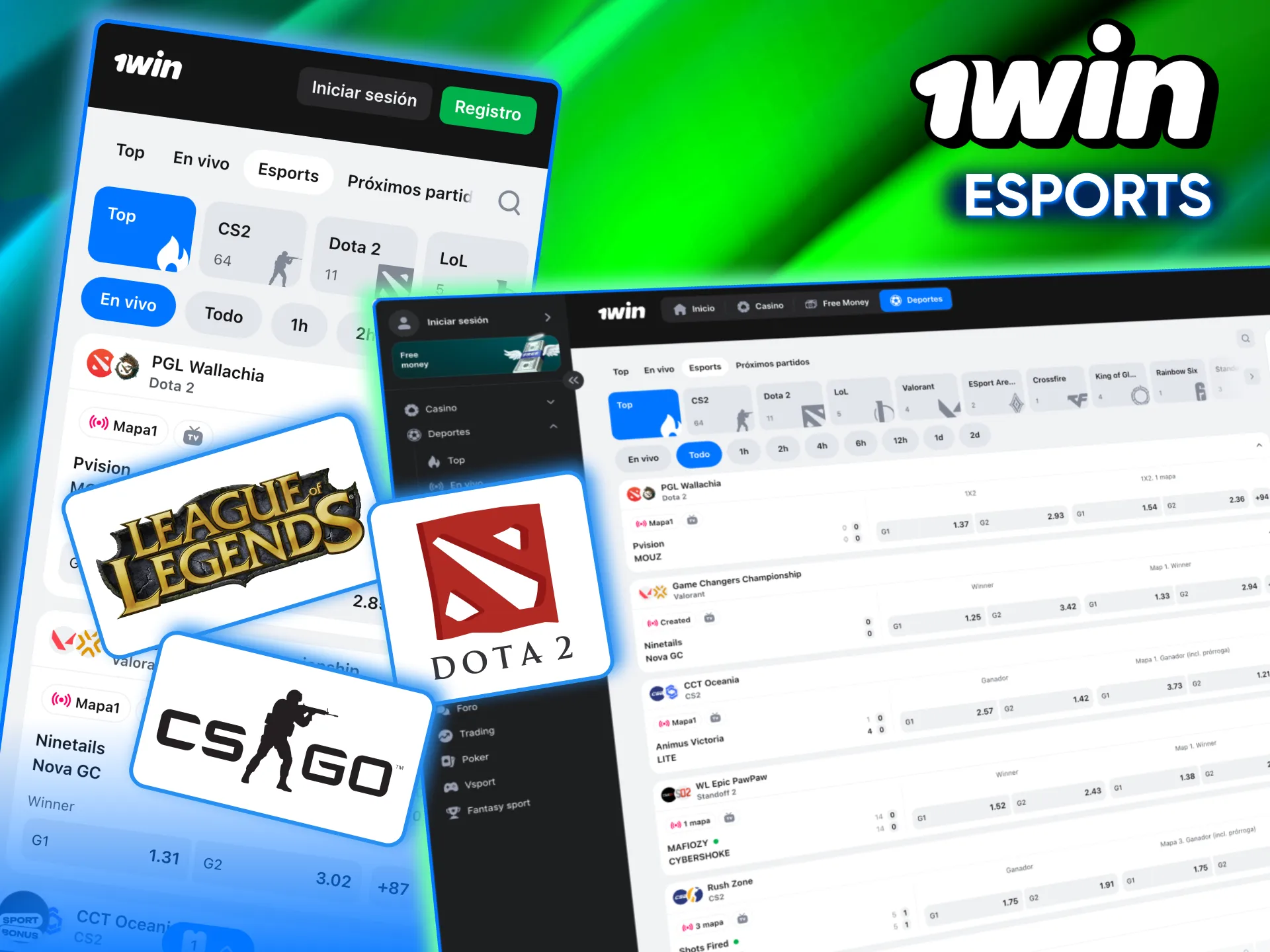 Opciones de hándicap y ganador de mapa en eSports con 1win Argentina.